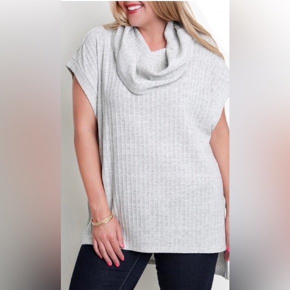 Umgee Cowl Neck Tunic Oatmeal/Gray blend in color Sz.XL - Picture 1 of 8